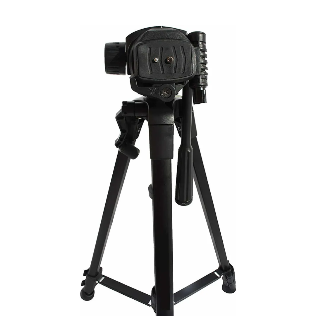 Detalhe da cabeça do tripé e nivelador