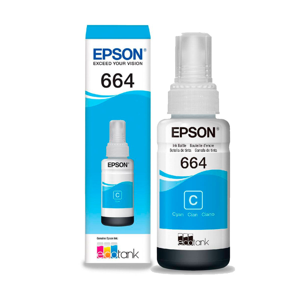 Refil de Tinta Epson 664 Ciano T664220 70ml - Embalagem Principal - Resolucao recomendada 1000x1000