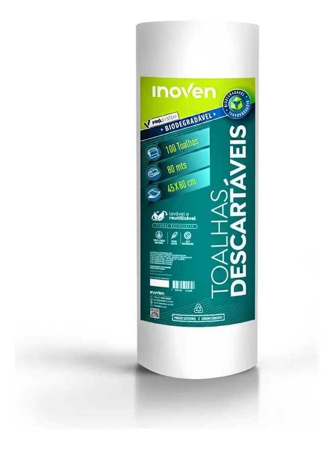 Toalha Descartável Inoven Bio 45x80cm (rolo com 100 toalhas)