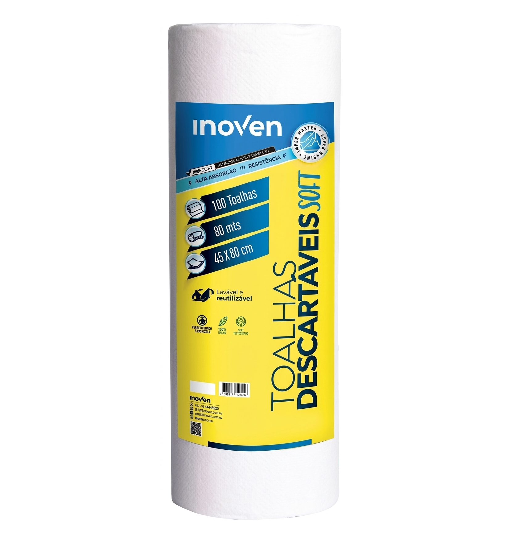 Toalha Descartável Soft Inoven 45x80cm (rolo com 100 toalhas)