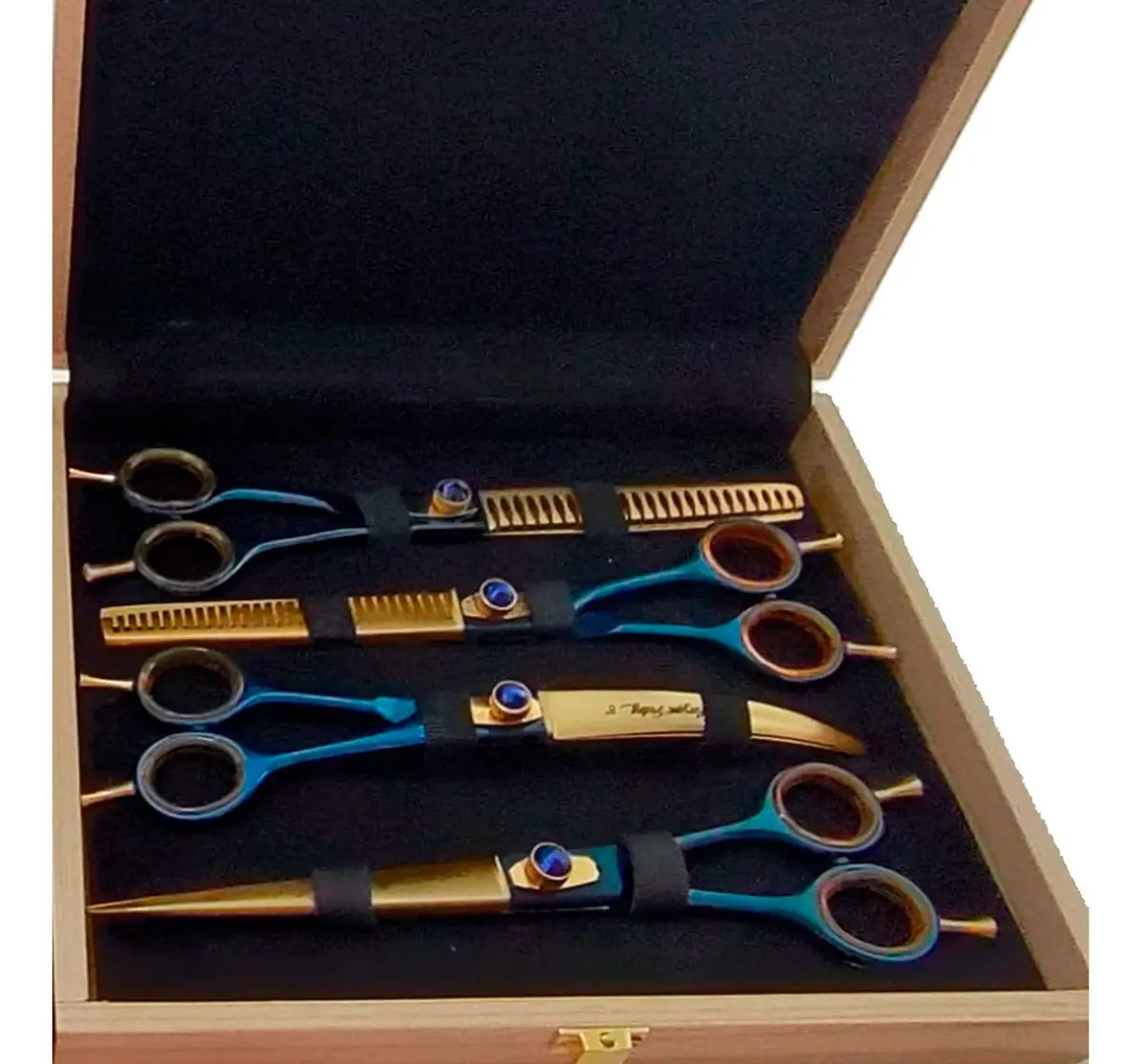 [MARYAM TRADING] KIT TESOURAS PREMIUM 8" 440C + ESTOJO DE MADEIRA