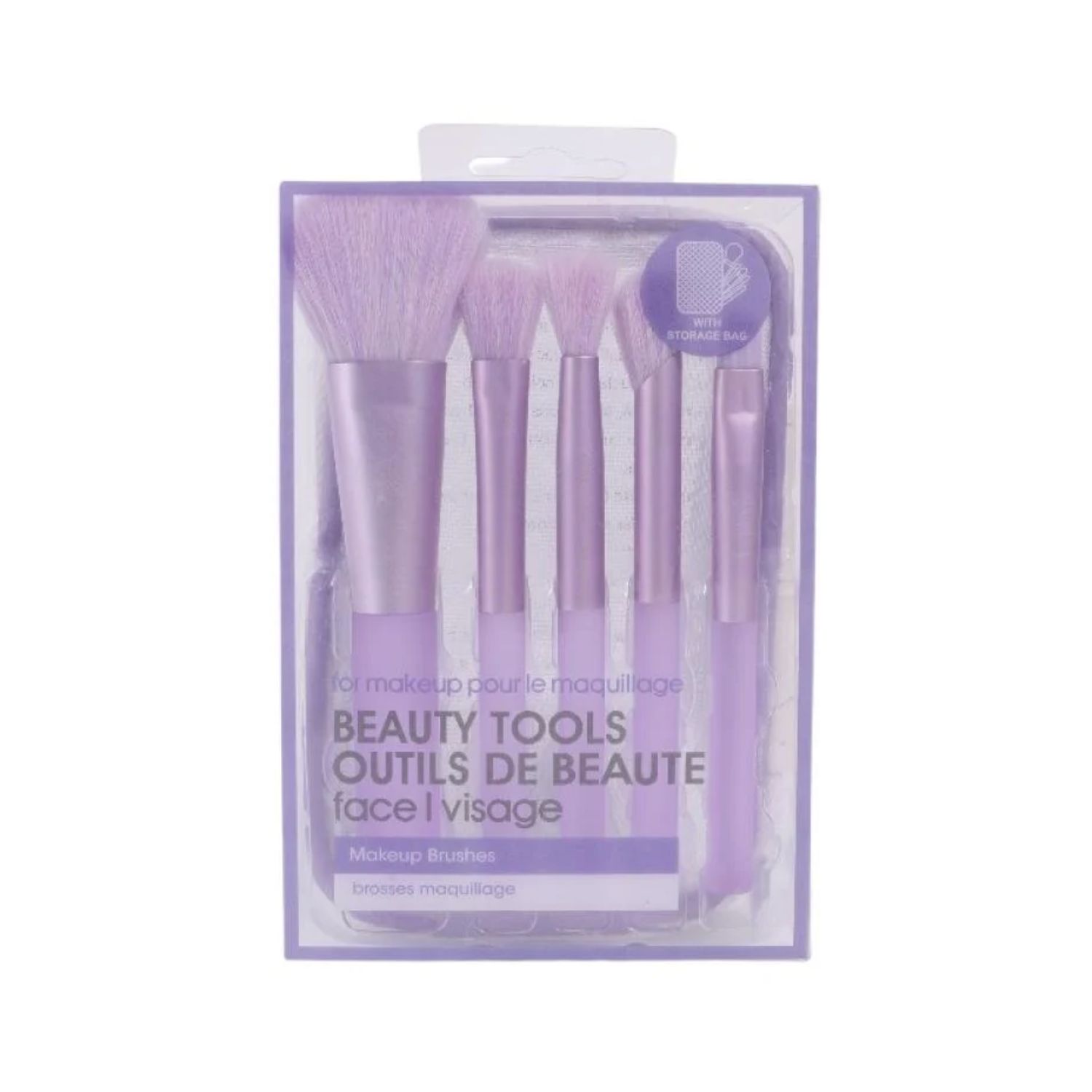 Kit de 5 pincéis de maquiagem com bolsinha inclusa - roxo