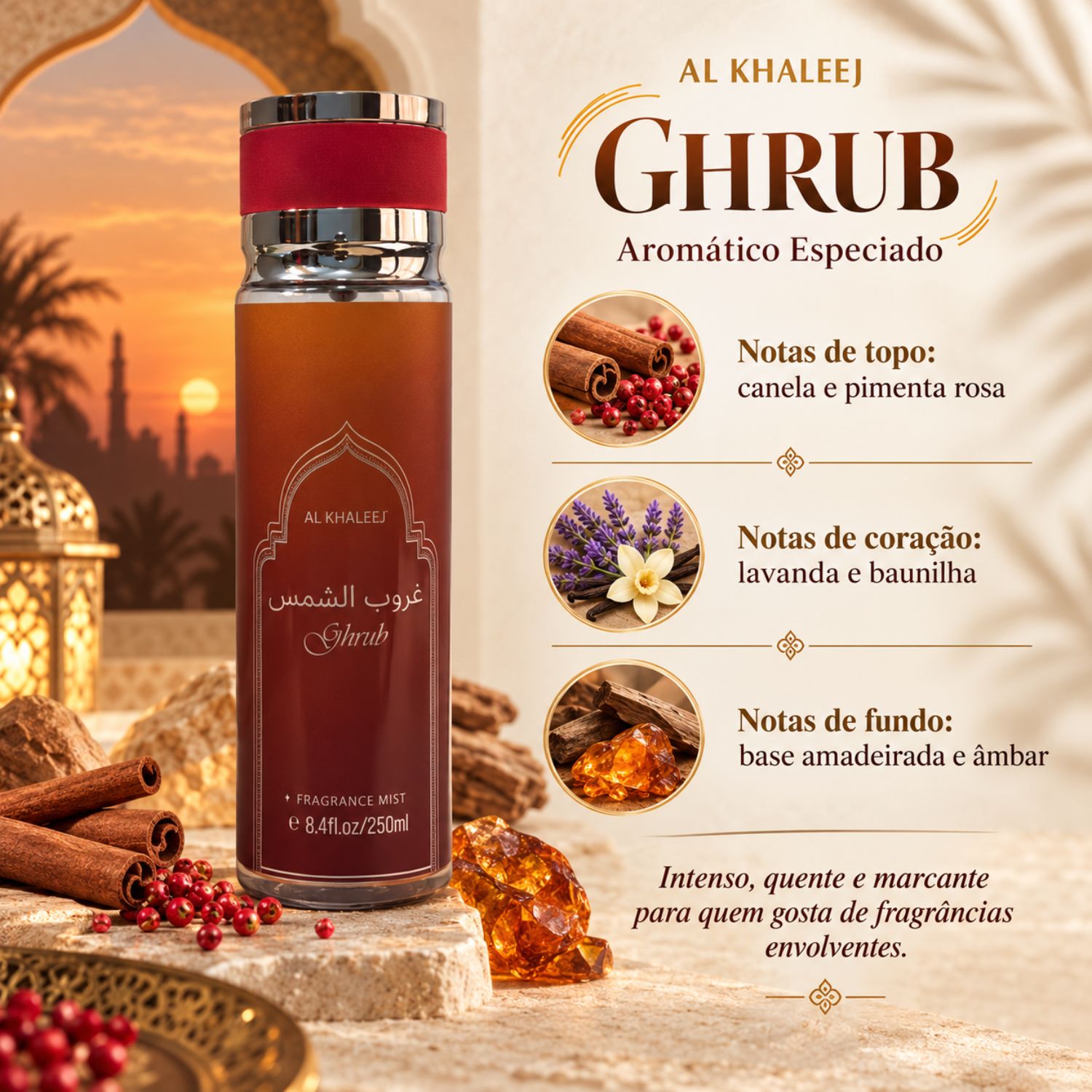 Body Mist Al Khaleej Ghrub 250ml | Aromático Especiado