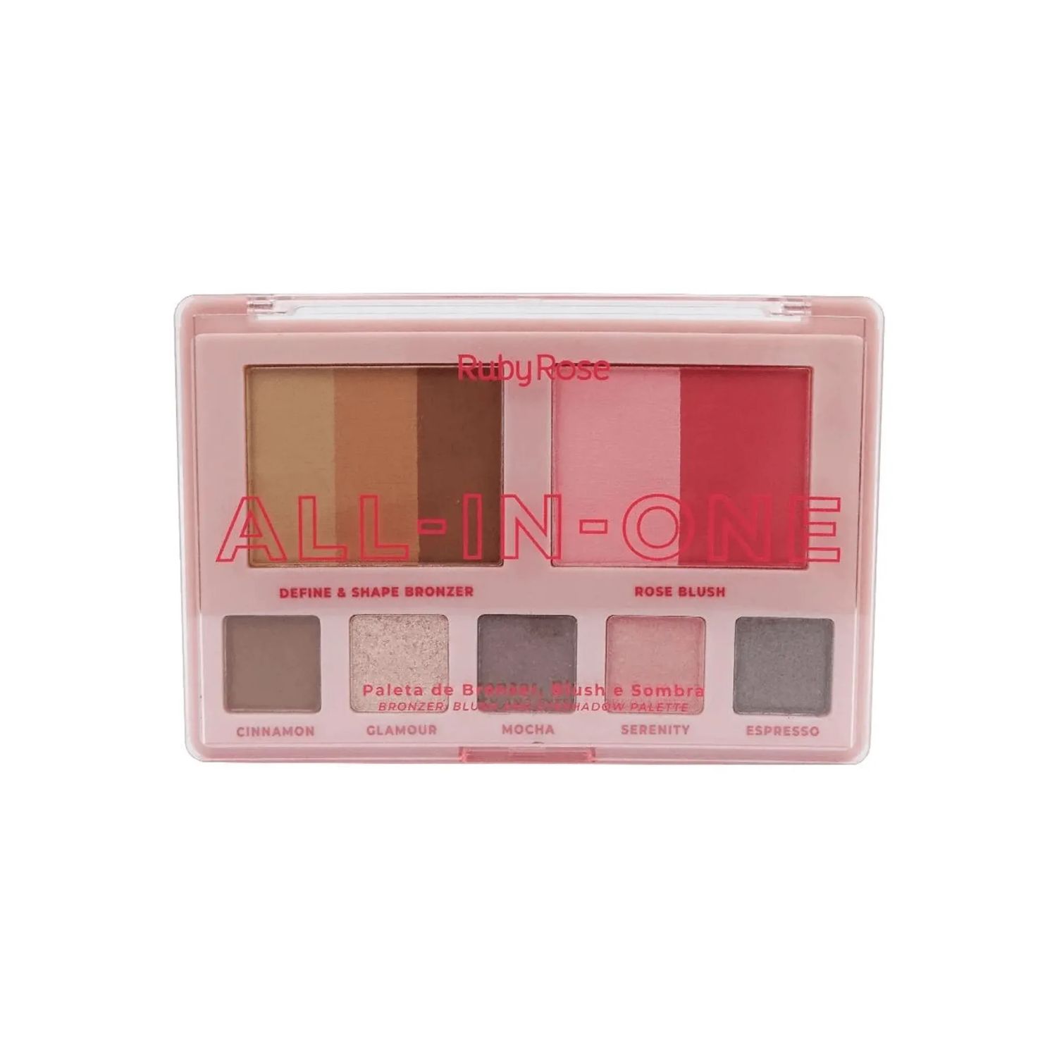 PALETA DE BRONZER, BLUSH E SOMBRA ALL IN ONE RUBY ROSE