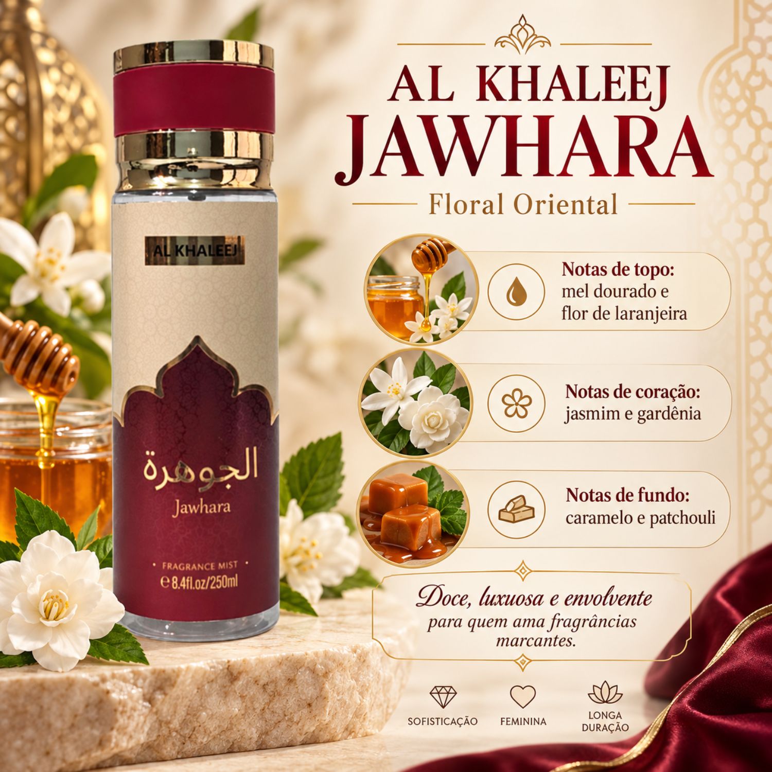 Body Mist Al Khaleej Jawhara 250ml | Floral Oriental