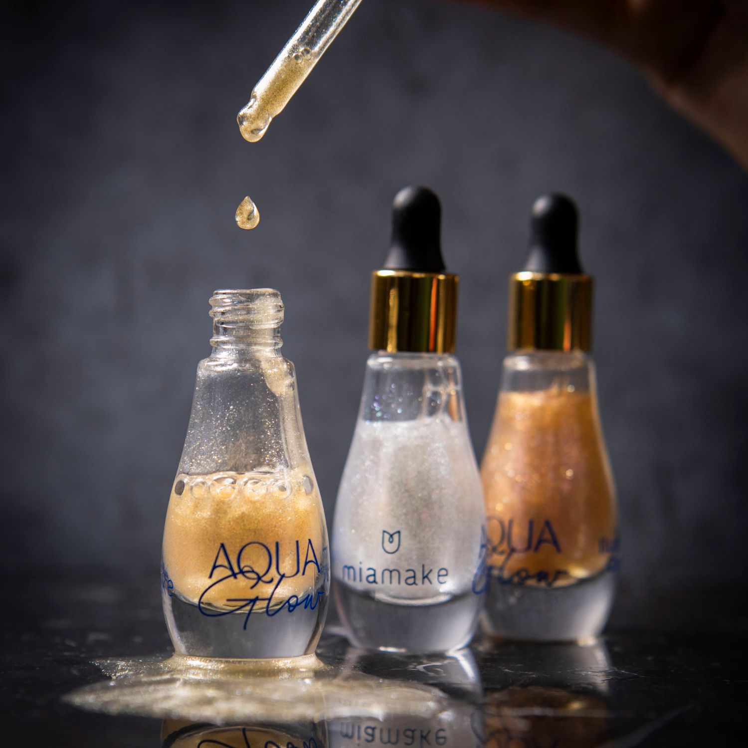 Iluminador Corporal Aqua Glow Dourado da Mia Make