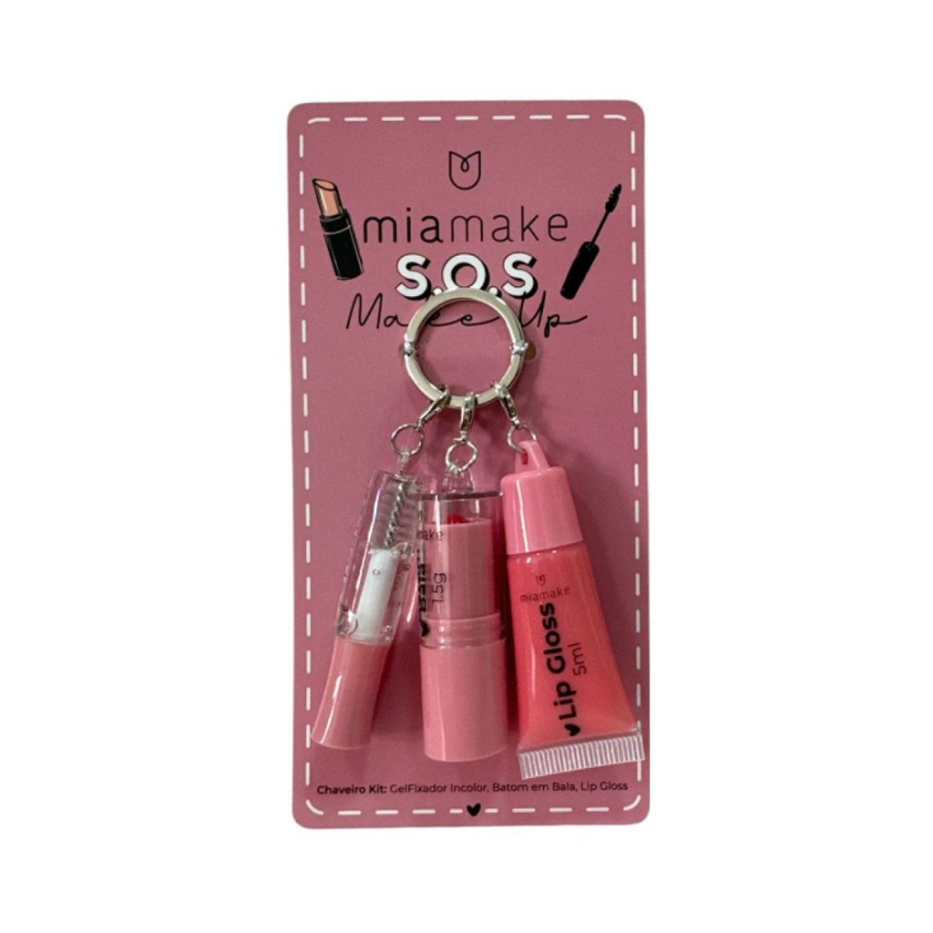 Kit SOS Make Up Chaveiro da Mia Make Cor 2 - Rosa