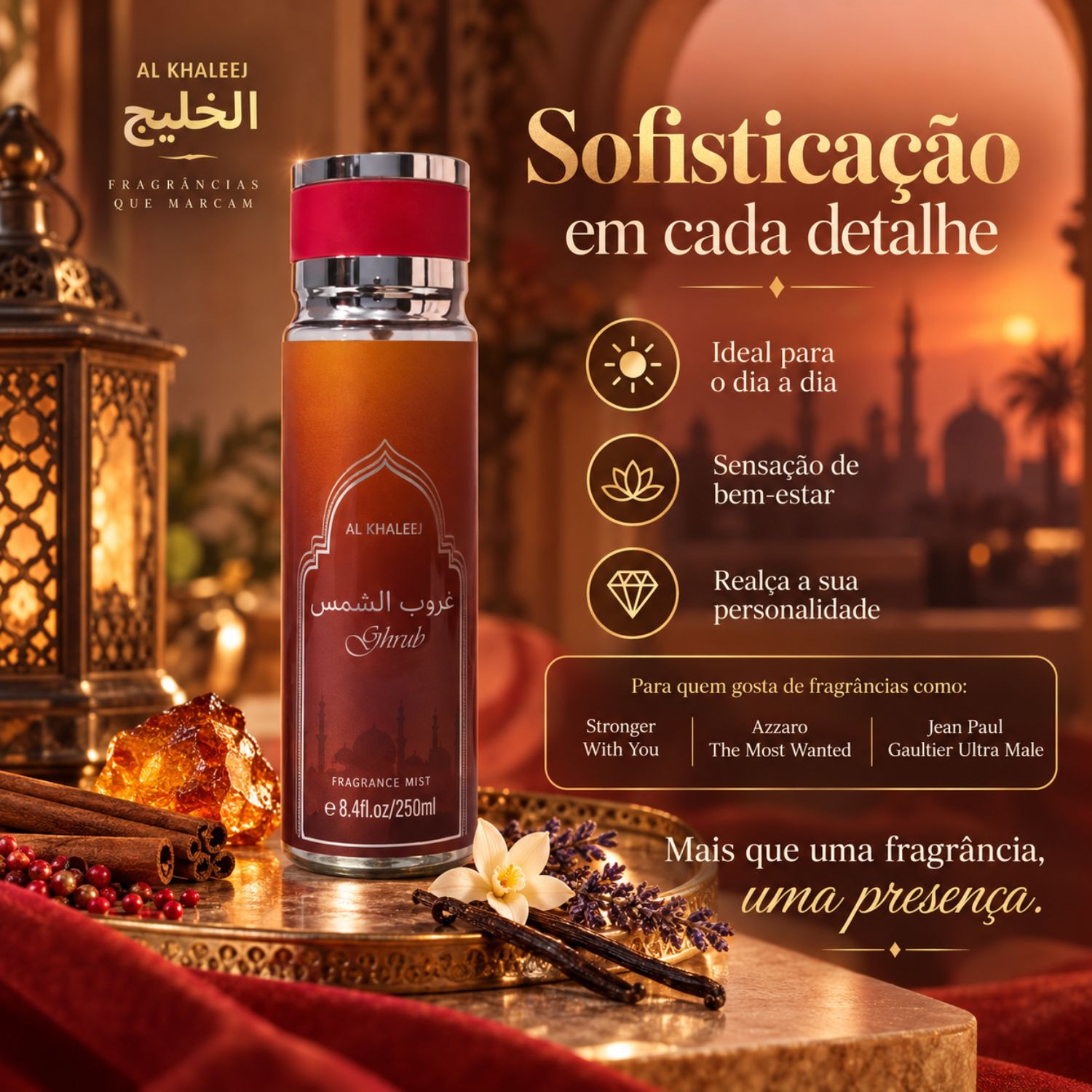 Body Mist Al Khaleej Ghrub 250ml | Aromático Especiado