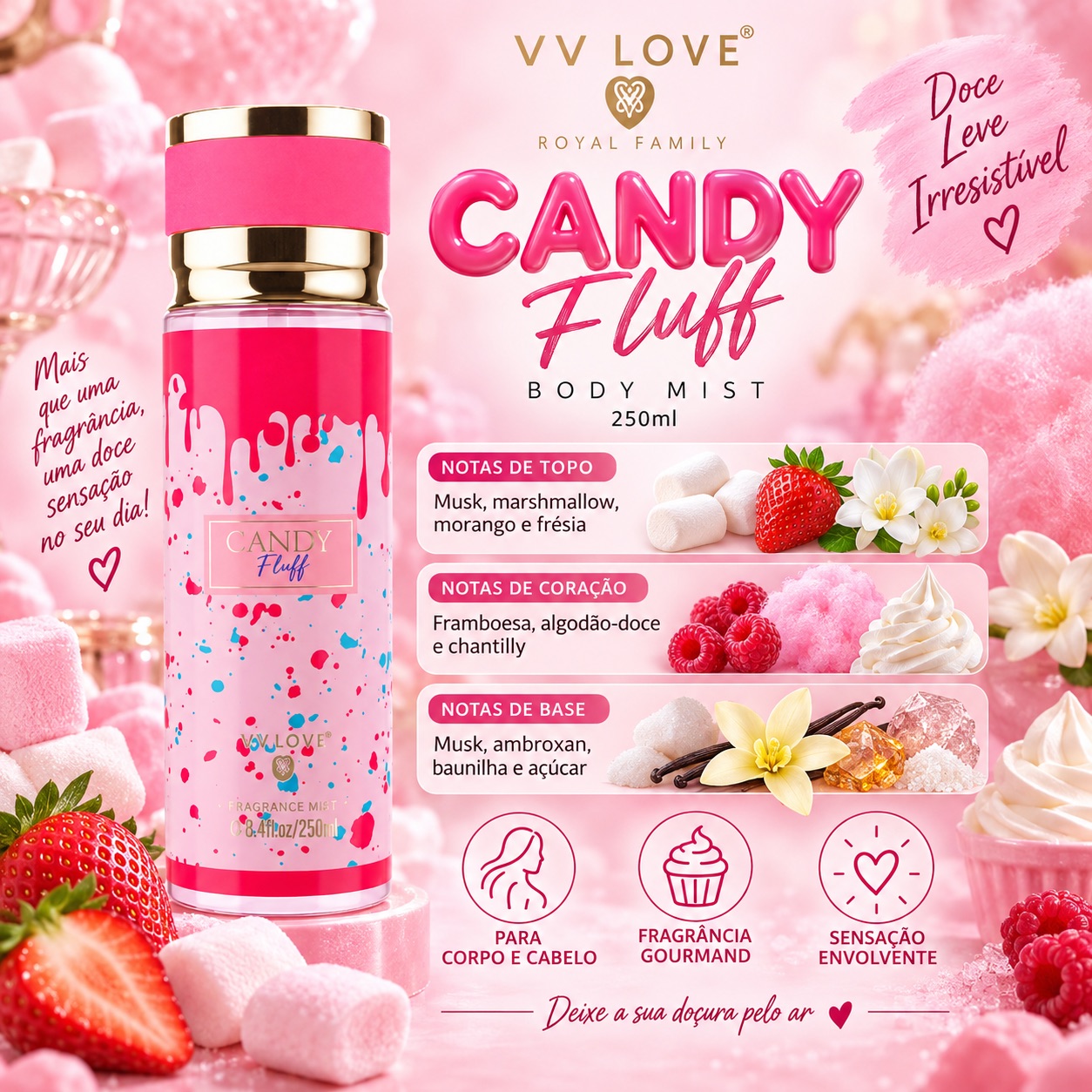 VV Love Candy Fluff Body Mist 250ml | Royal Family