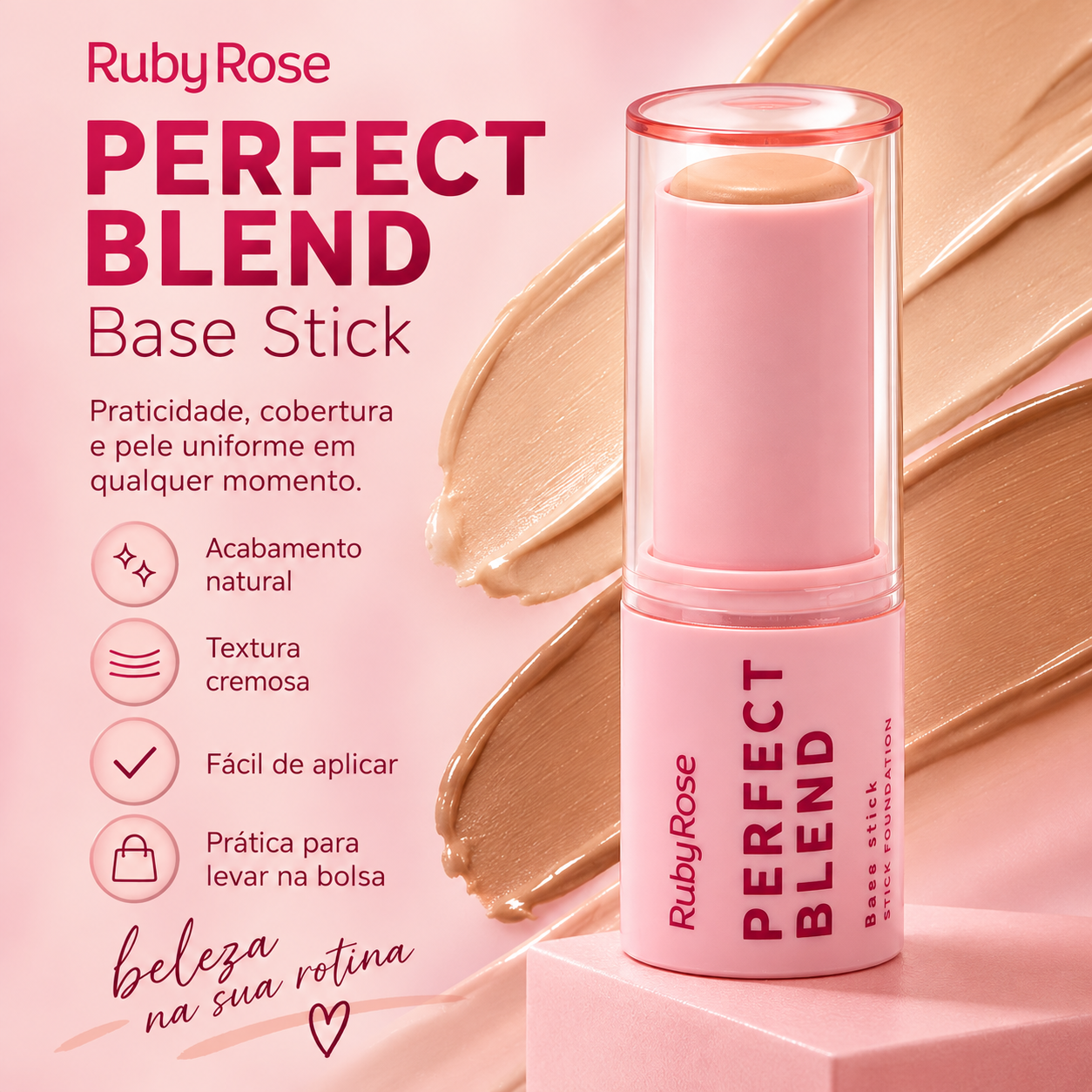 FS20 Base Stick/Bastão Perfect Blend Stick Foundation Ruby Rose HB-M300-2