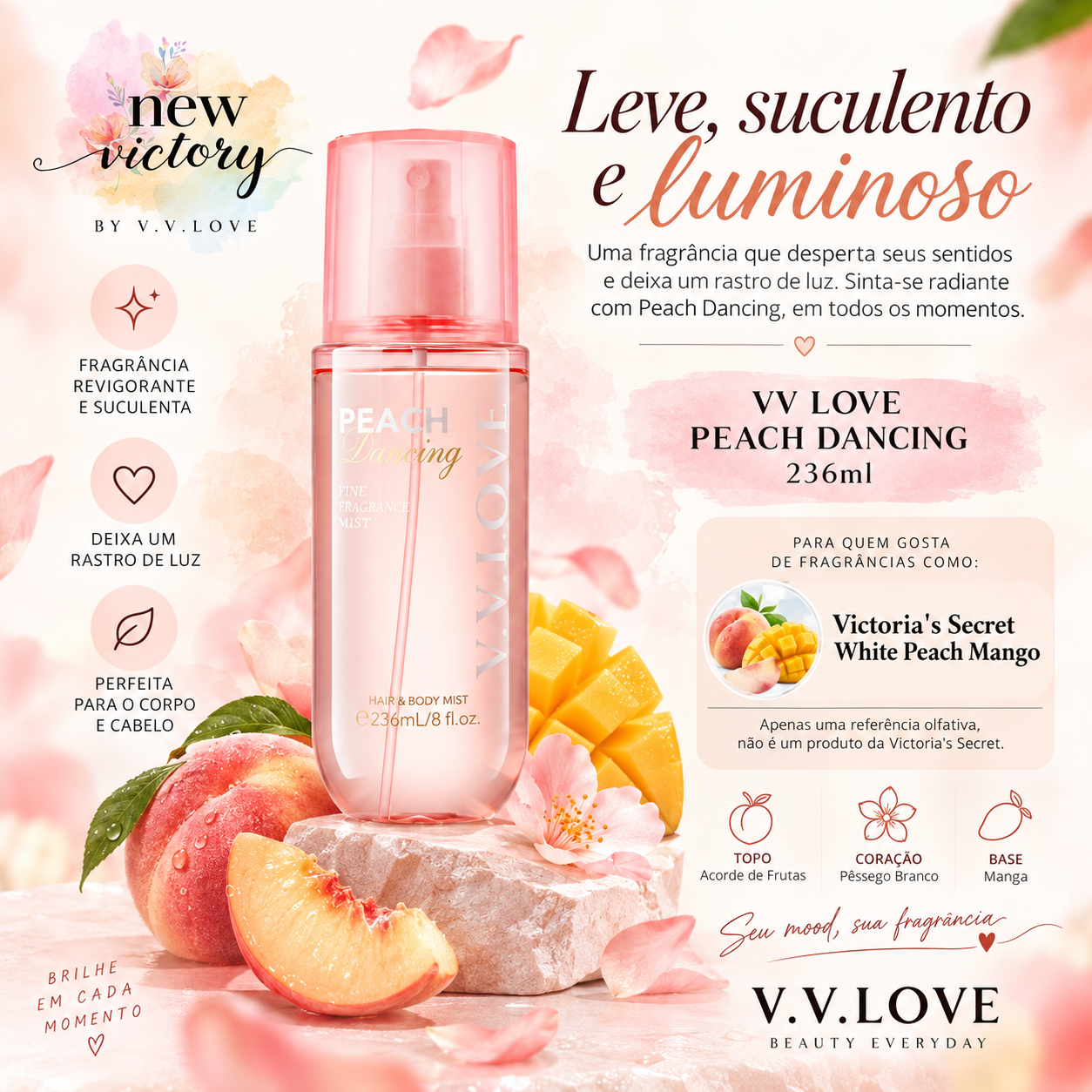 Body Mist VV Love Peach Dancing 236ml | New Victory