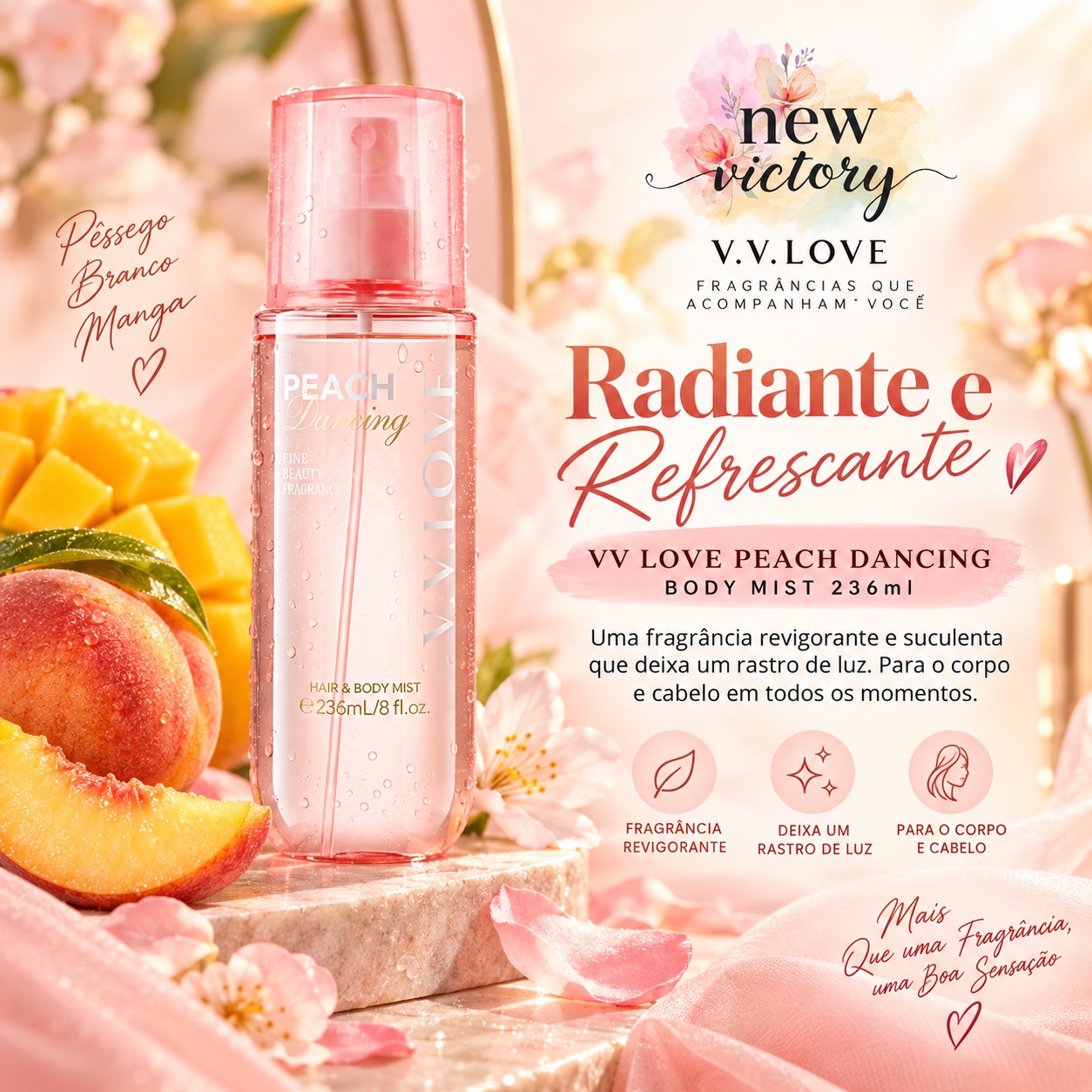 Body Mist VV Love Peach Dancing 236ml | New Victory