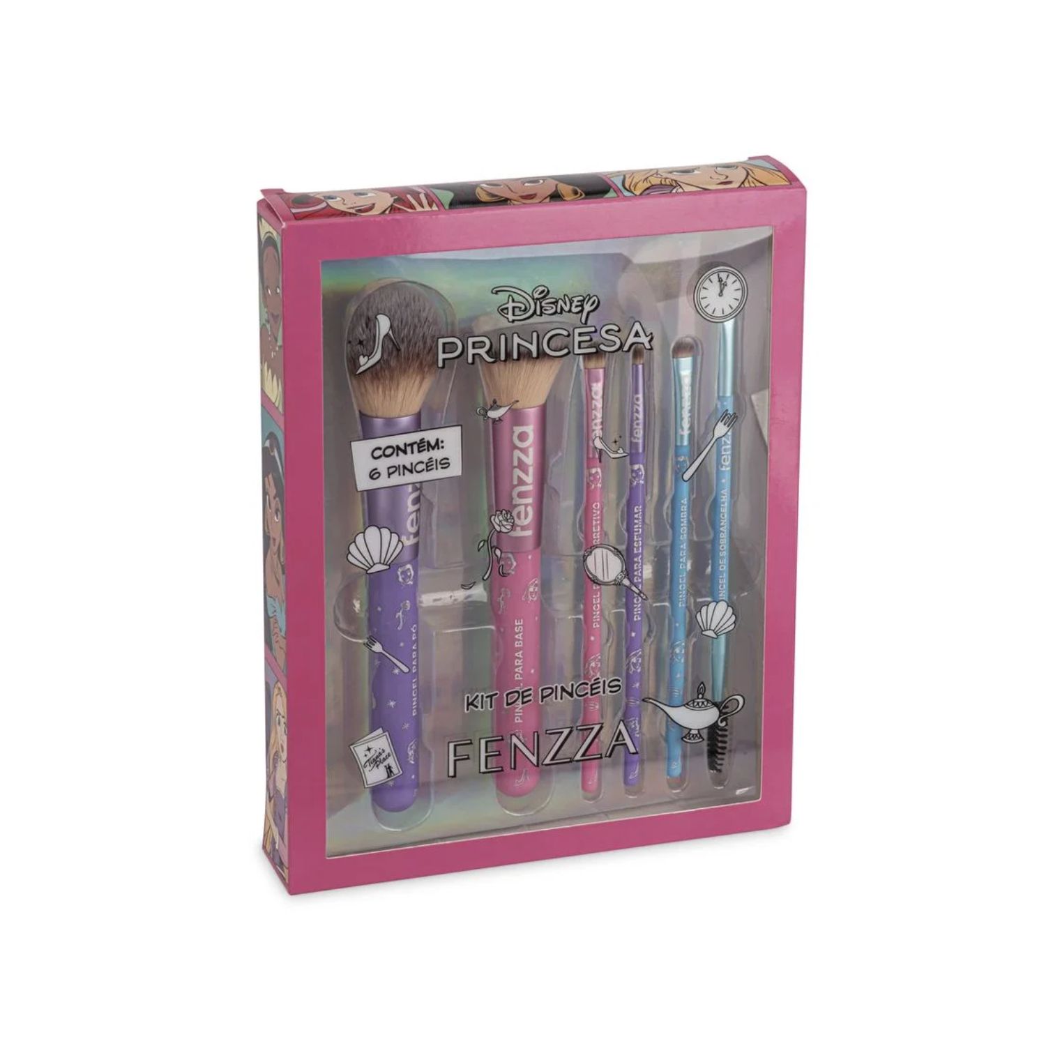 Kit 6 Pincéis Princesas Disney - Fenzza