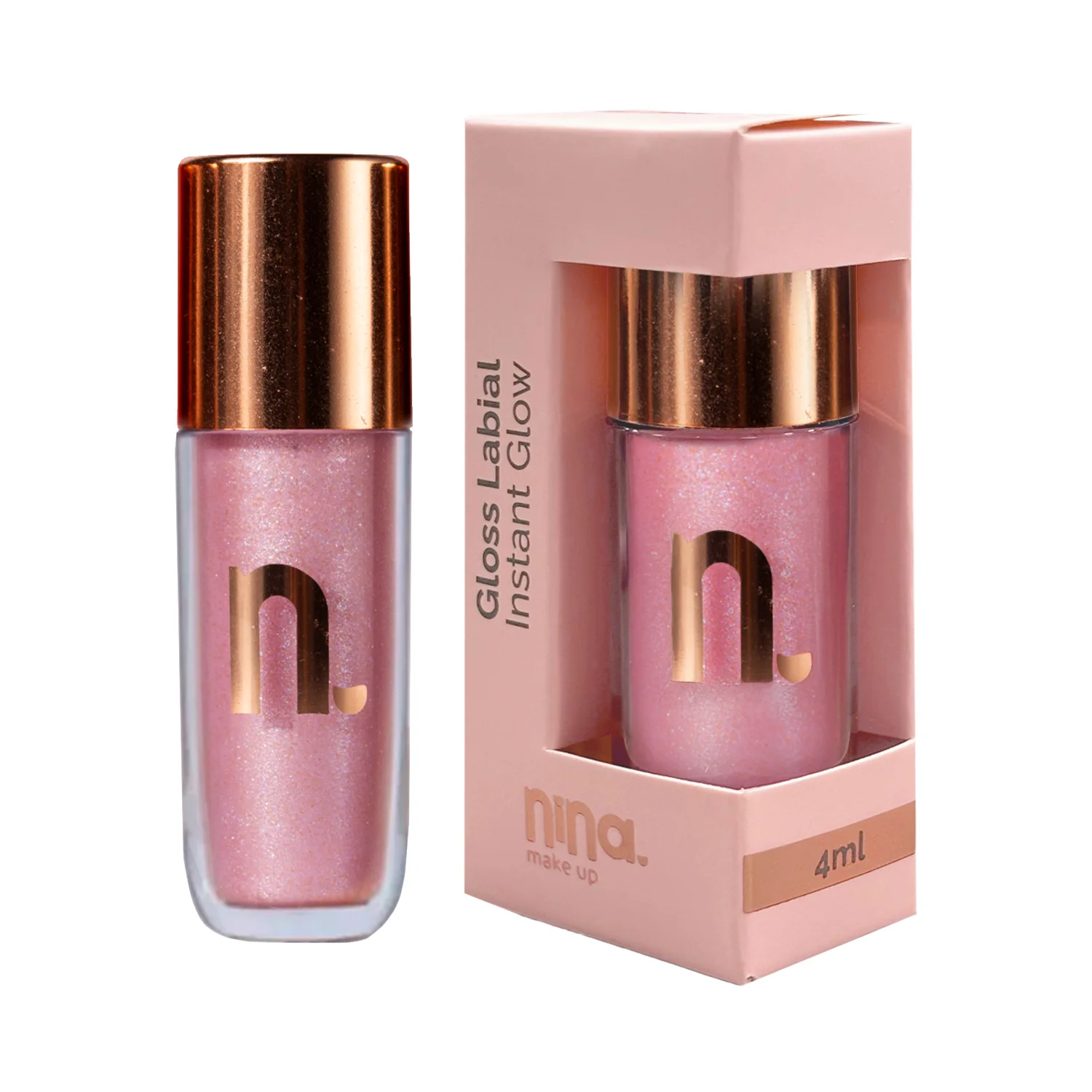 Gloss Labial Instant Glow Quartzo Rosa - Nina Makeup
