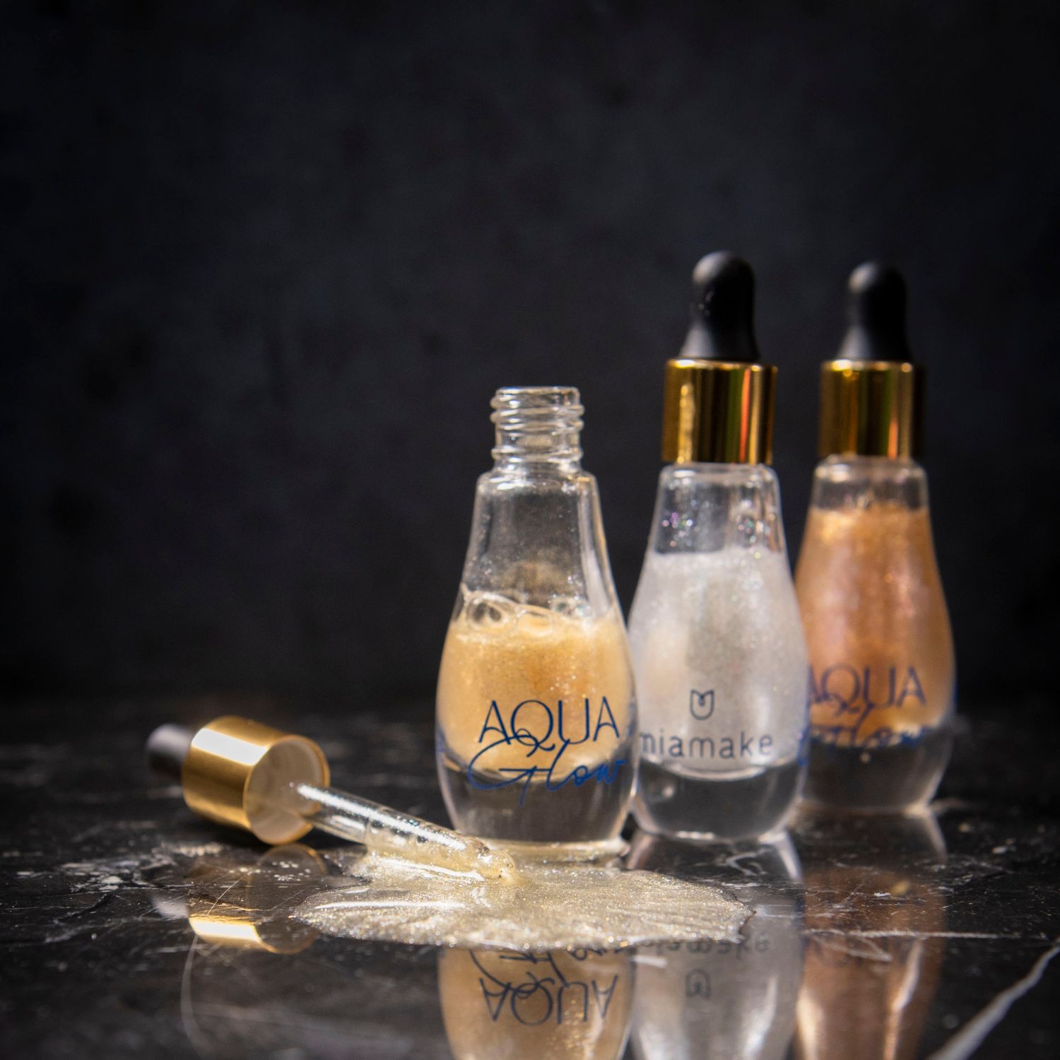 Iluminador Corporal Aqua Glow Dourado da Mia Make