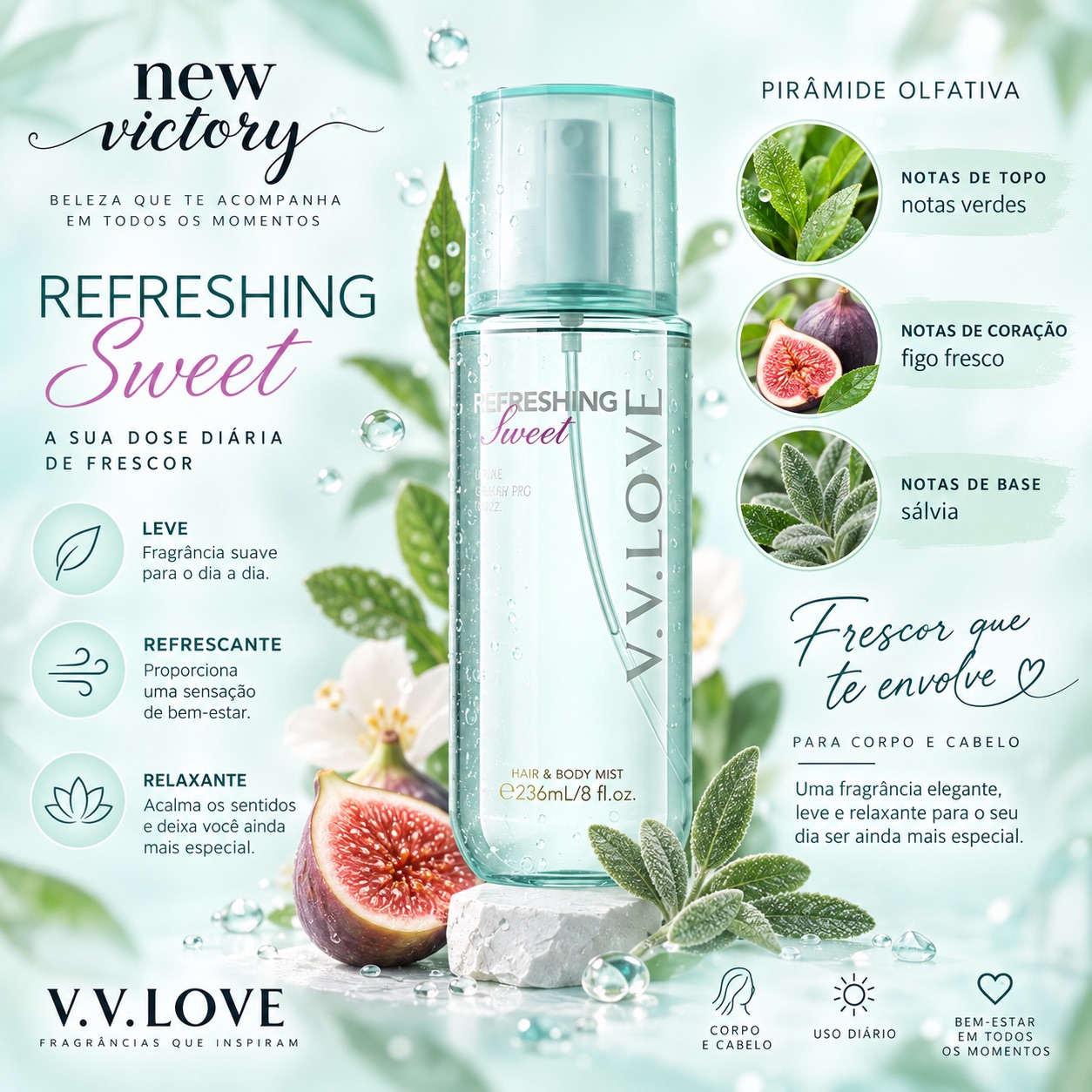 VV Love Refreshing Sweet Aqua Body Mist 236ml | New Victory