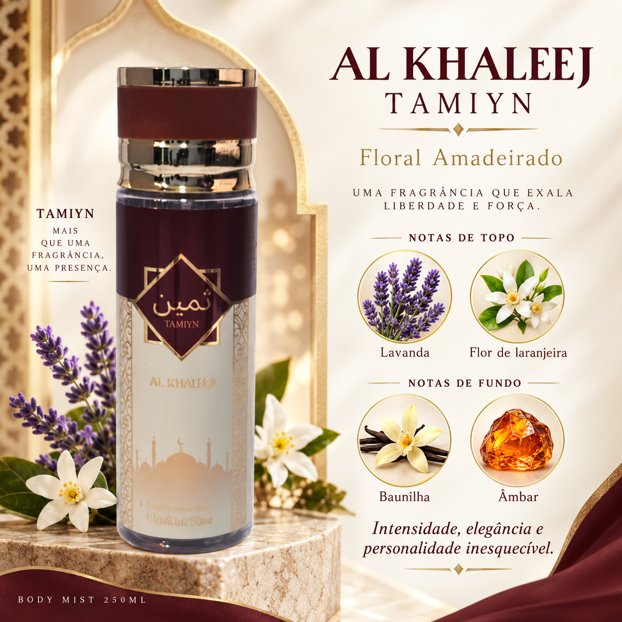 Body Mist Al Khaleej Tamiyn 250ml | Floral Amadeirado