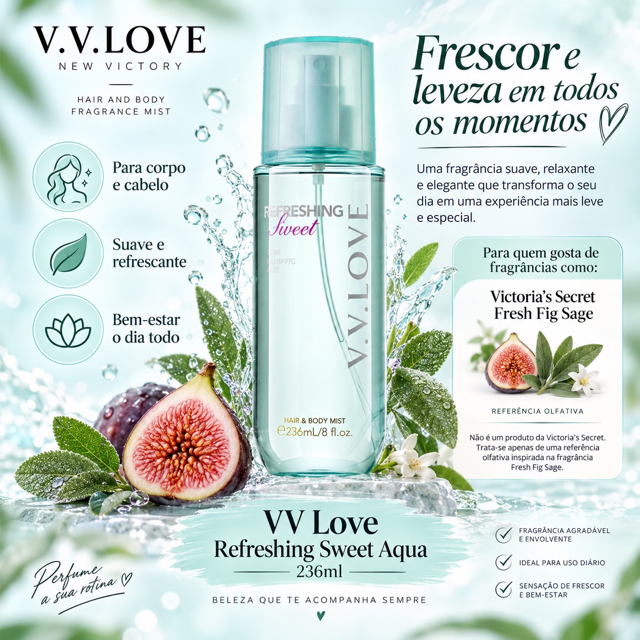 VV Love Refreshing Sweet Aqua Body Mist 236ml | New Victory