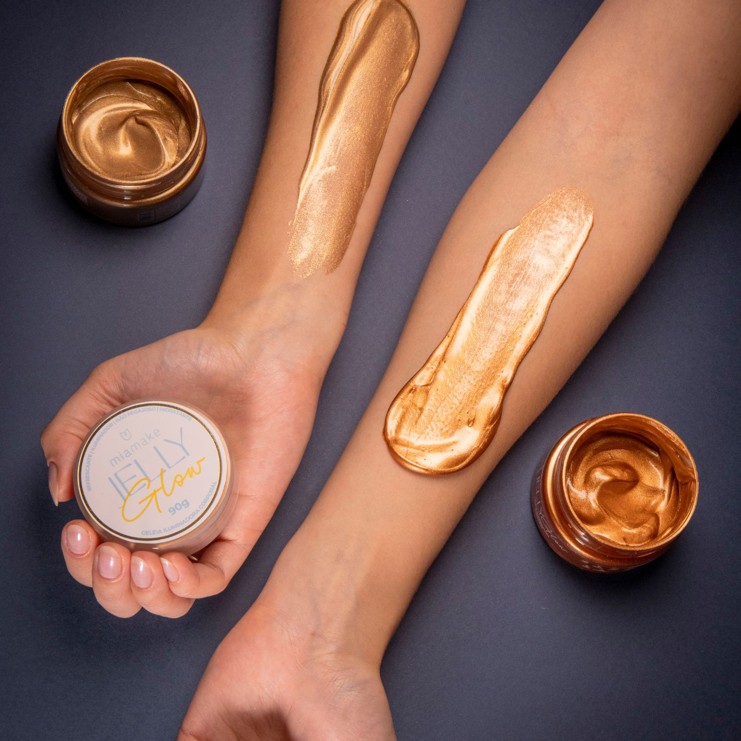 GELÉIA ILUMINADORA CORPORAL JELLY GLOW - Dourado - Mia Make