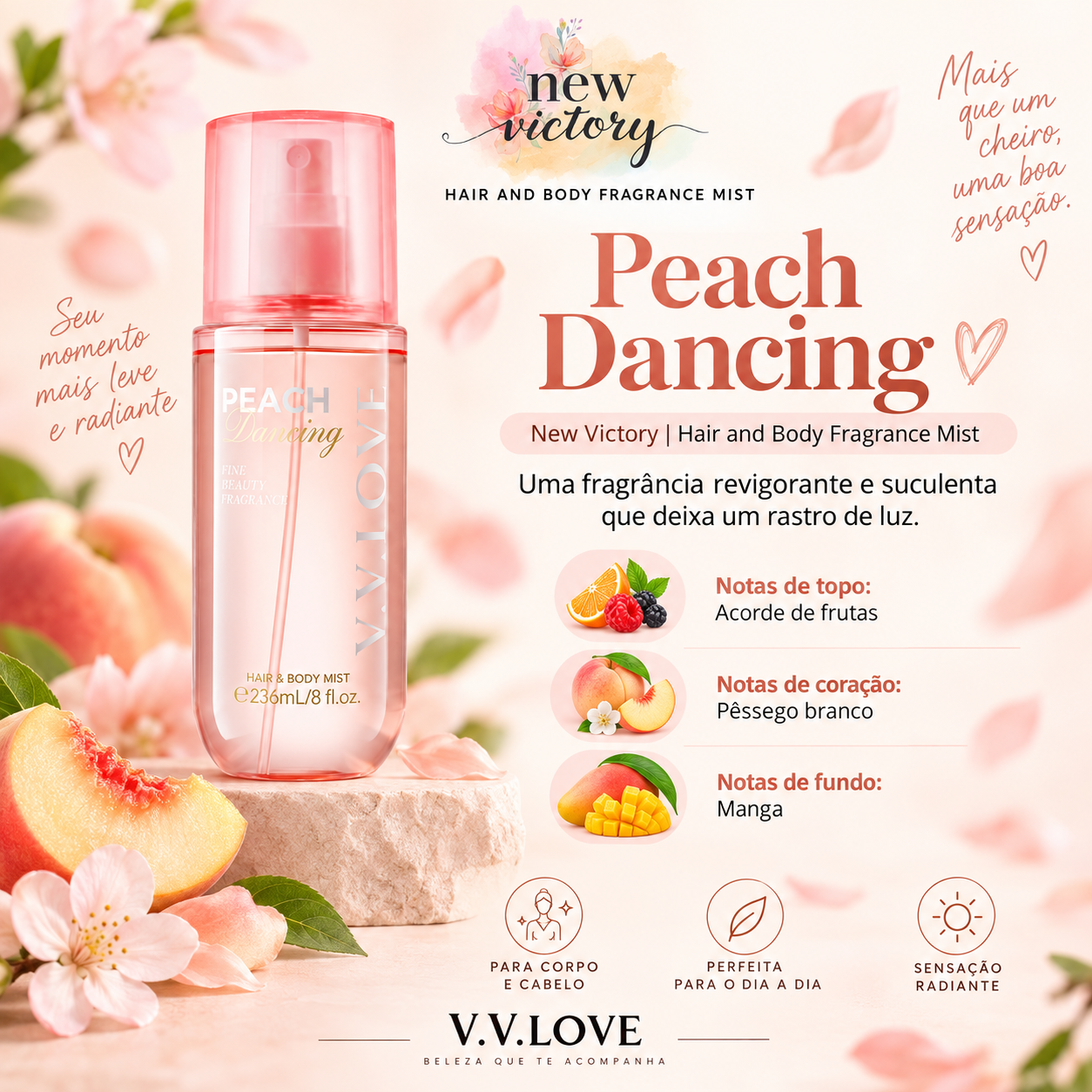 Body Mist VV Love Peach Dancing 236ml | New Victory