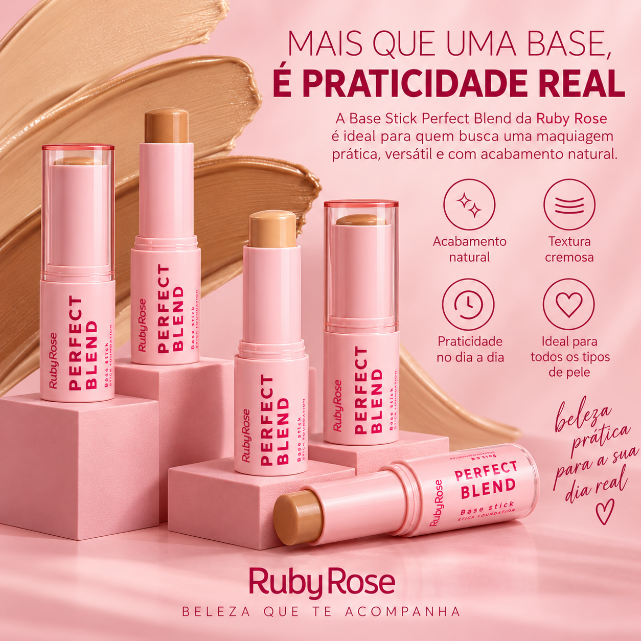 FS30 Base Stick/Bastão Perfect Blend Stick Foundation Ruby Rose HB-M300-3