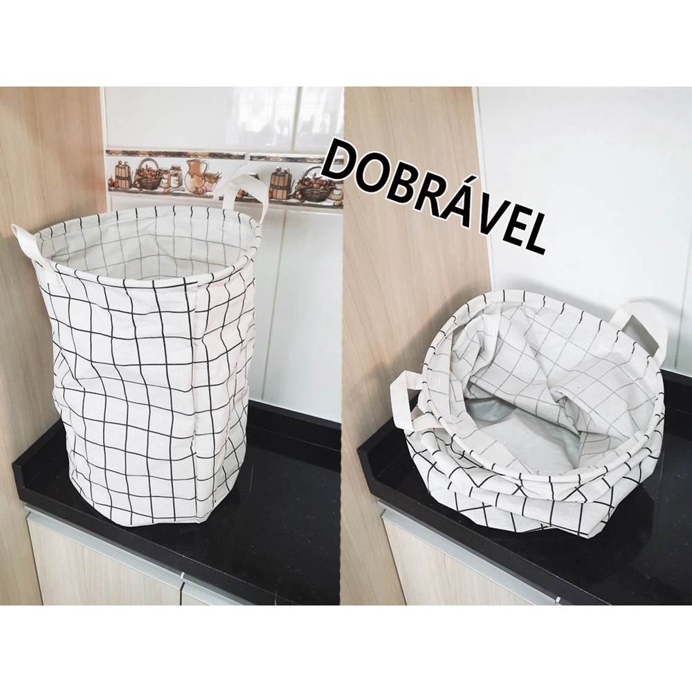 Cesto de Roupa Dobrável Estampado