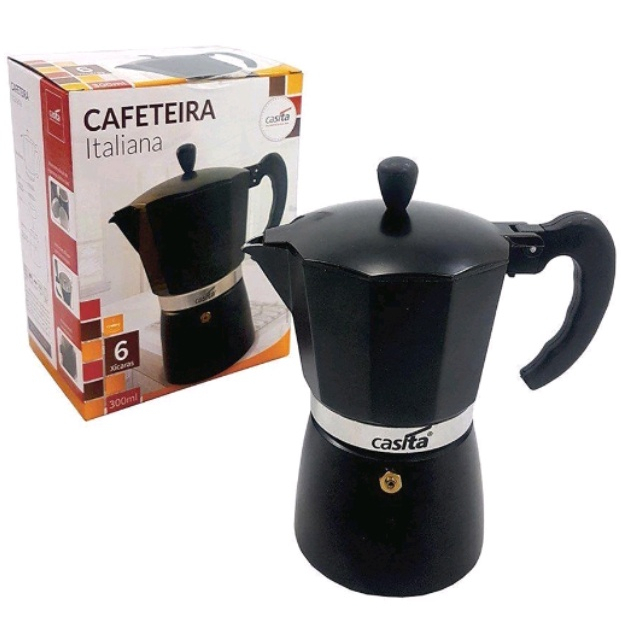 Cafeteira Preta 6 Xícaras 300 ML