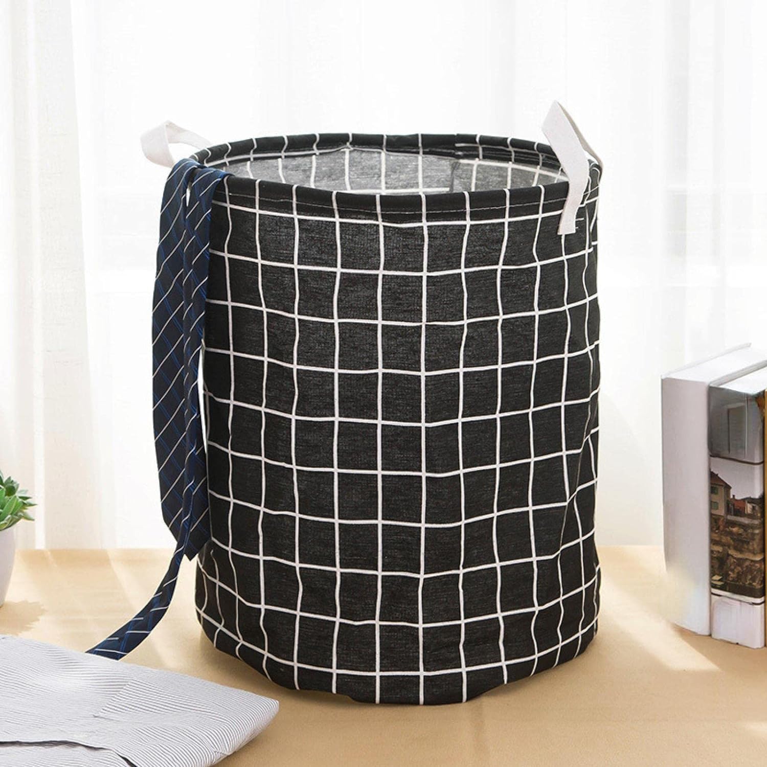 Cesto de Roupa Dobrável Estampado - Preto