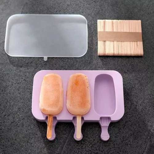Molde em silicone para picolé com 50 palitos