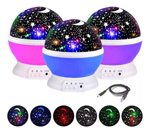 Projetor de luz noturna com estrelas rotativas de 360 graus - Roxo