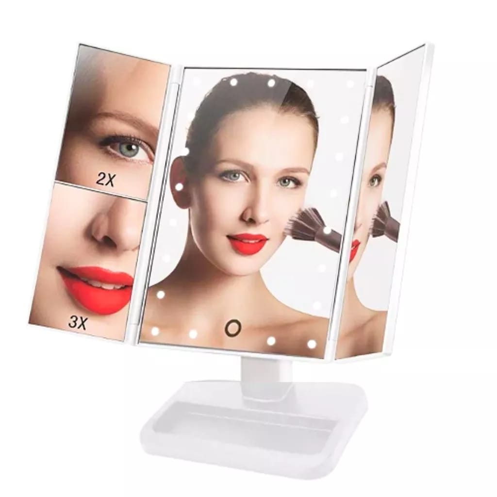 Espelho Camarim 16 Leds Ajustável com Aumento e Zoom Luz Iluminação Maquiagem - Branco