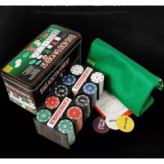 Jogo De Poker Profissional 200 Fichas Com Toalha e 2 Baralhos
