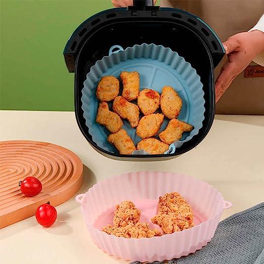 Forma de Silicone Air Fryer Flexível para Fritadeira Air Fryer Forno e Microondas