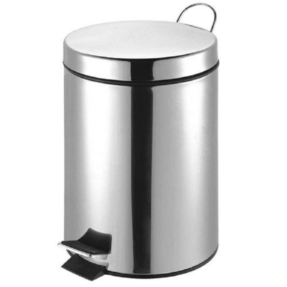 Lixeira Aço Inox Redonda 3 Litros Com Pedal Emborrachado