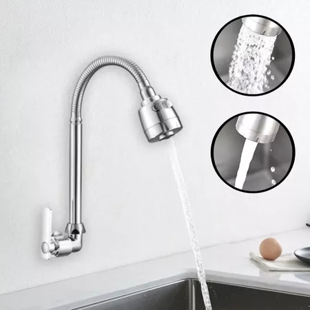 Torneira Cozinha Gourmet Bancada Parede Flexível 1/4 Volta Cromo