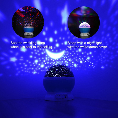 Projetor de luz noturna com estrelas rotativas de 360 graus - Azul