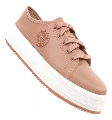 Tênis Feminino Casual Plataforma Moleca Tendência Original - Bege - 37,0 BR