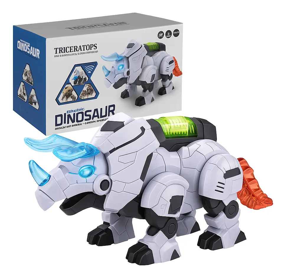 Dinossauro Triceratops Robô Anda Luz Som Led Brinquedo T Rex
