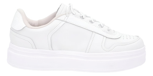 Tênis Feminino Casual Couro Plataforma Leve Macio Conforto - Branco