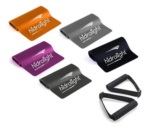 Kit Faixa Elástica Band 5 Resistência Exercícios Pilates Variado