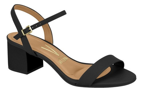 Sandália Feminina Salto Grosso Com Fivela Conforto Original - SALTO PRETO - PRETO LISO - 35 BR