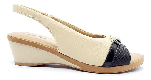 Sandália Feminina Anabela Usaflex Couro Conforto Original