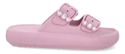 Chinelo Usaflex Slide Poofy Ajustável Com Fivela E Brilho - Rosa