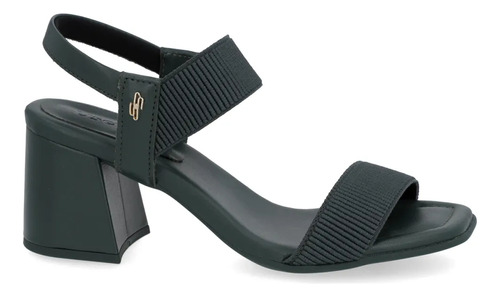 Sandalia Feminina Usaflex Leve Salto Alto Grosso Bloco Tiras - Preto/Preto