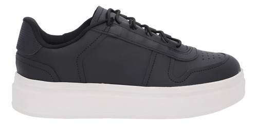 Tênis Feminino Casual Couro Plataforma Leve Macio Conforto - Preto