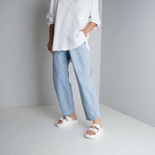Chinelo Usaflex Slide Poofy Ajustável Com Fivela E Brilho - Branco