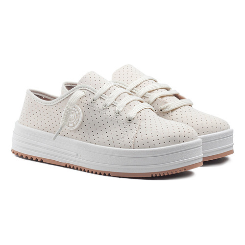 Tênis Feminino Casual Plataforma Moleca Tendência Original - Branco off