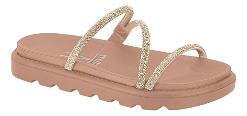 Sándalia Feminino Flatform Sandália Vizzano Papete Strass - Ouro Rosa