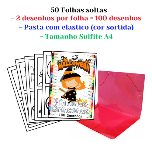100 Desenhos Halloween Para Colorir E Pintar  50 Folhas