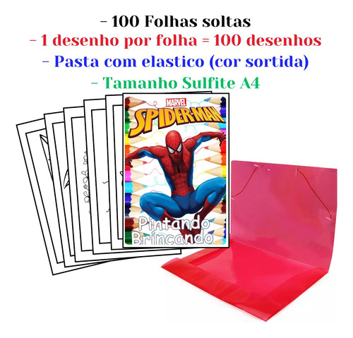 100 Desenhos Homem Aranha (spider-man) Para Colorir E Pintar  100 Folhas Avulsas A4! 1 Desenho Por Folha!